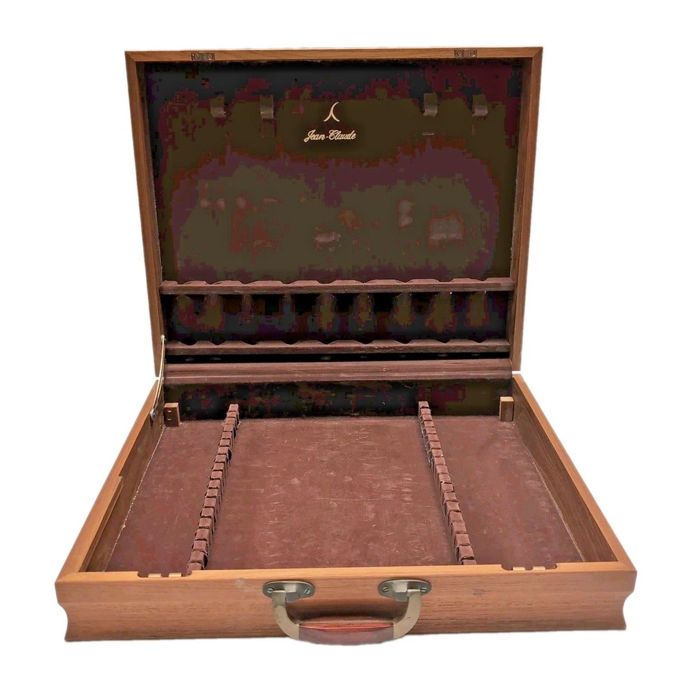 Vtg Jean Claude Brass Teak Flatware 64-Piece Incomplete Set 7 Serving Pcs & Box - Picture 10 of 16